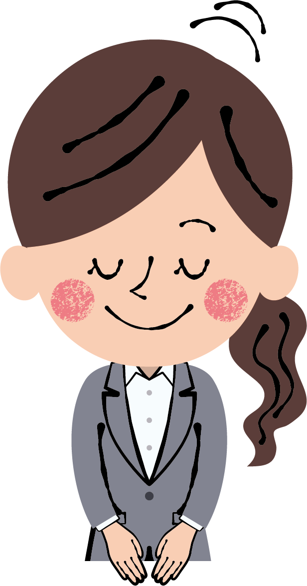 お辞儀するスーツ女性